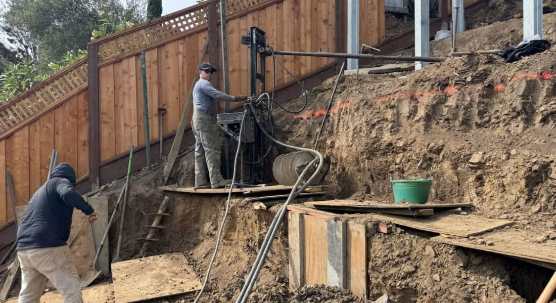 Hillside pier drilling
